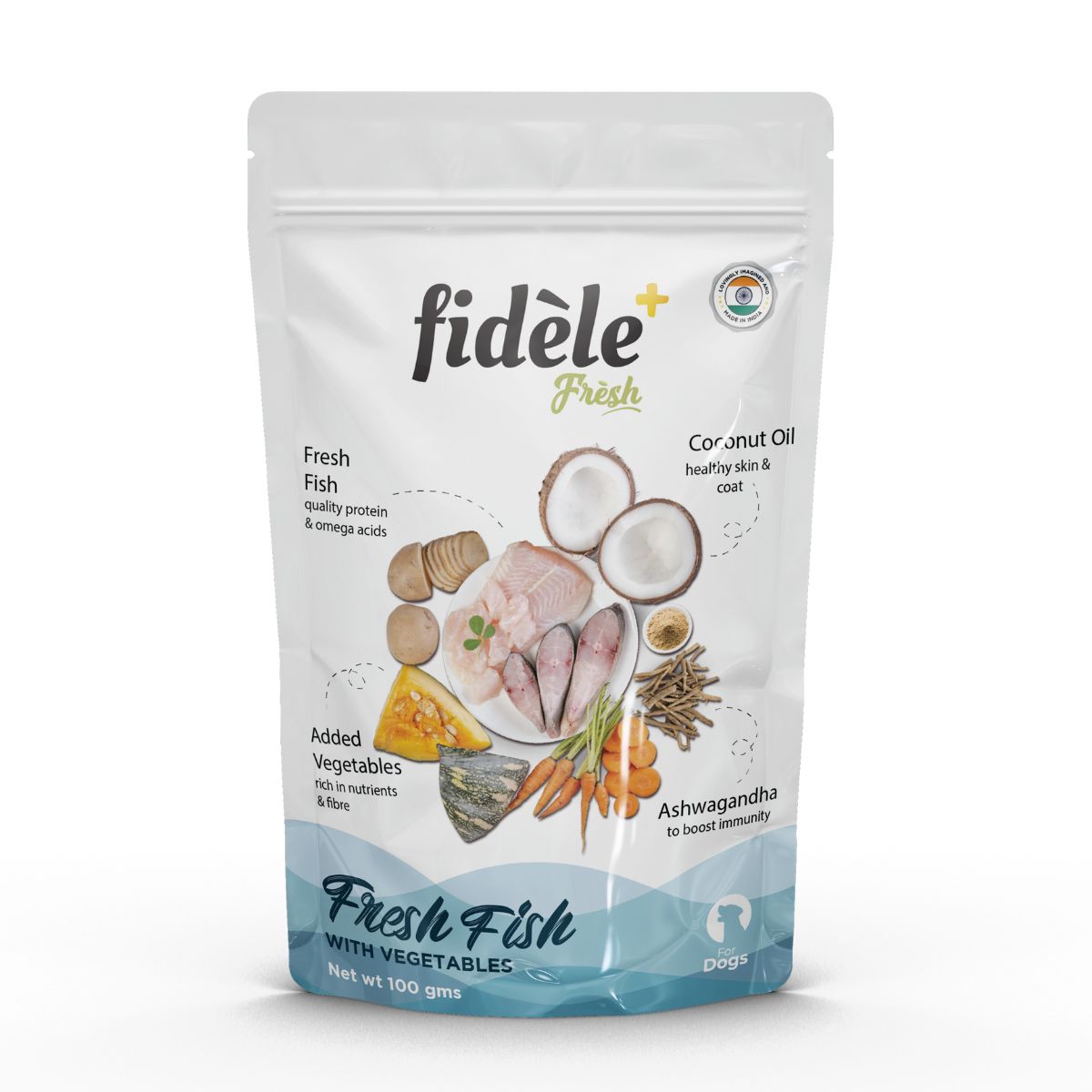 Fidele+ Wet Dog Food Fresh Fish With Vegetables 100g Pouch Pack of 12